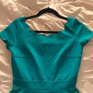 NWOT Lulus Scalloped Teal Dress